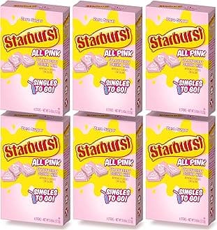 Starburst Singles To Go Zero Sugar Drink Mix, Strawberry, 6 CT Per Box (Pack of 6)