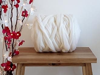 100% Merino Wool Roving Tops – Chunky Giant Yarn for Arm Knitting, Blanket Weaving, Needle & Wet Felting - White, 50 g–4 kg (1 kg)