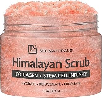 Himalayan Salt Scrub, Face, Foot, and Body Exfoliator with Collagen and Stem Cells, Exfoliating Scrub for Toning, Cellulite, and Skin Care by M3 16 fl oz
