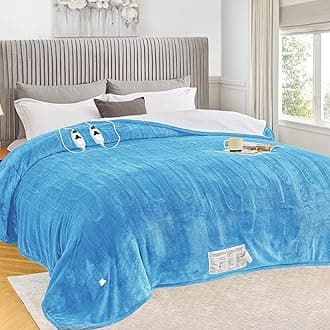 greenoak Heated Blanket Electric King Size 100"X90" Dual Control, Heating Blankets with 10 Levels 8 Hours Auto-Off, Soft Sherpa Fluffy House Warming Gifts for Grandma Seniors Momt,Pale Blue