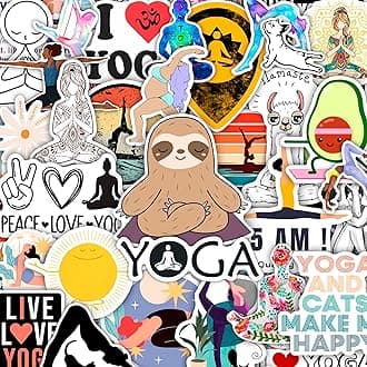 BulbaCraft 100Pcs Yoga Stickers and Decals for Laptop and Water Bottles - Yoga Gifts for Women, Gifts for Women & Men