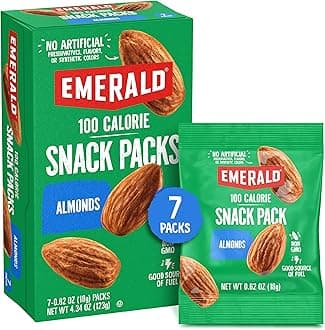 Emerald Nuts Whole Almonds 7ct (1-Pack), 100-Calorie Individual Packs, Kosher Certified, Non-GMO, Contains No Artificial Preservatives, Flavors or Synthetic Colors