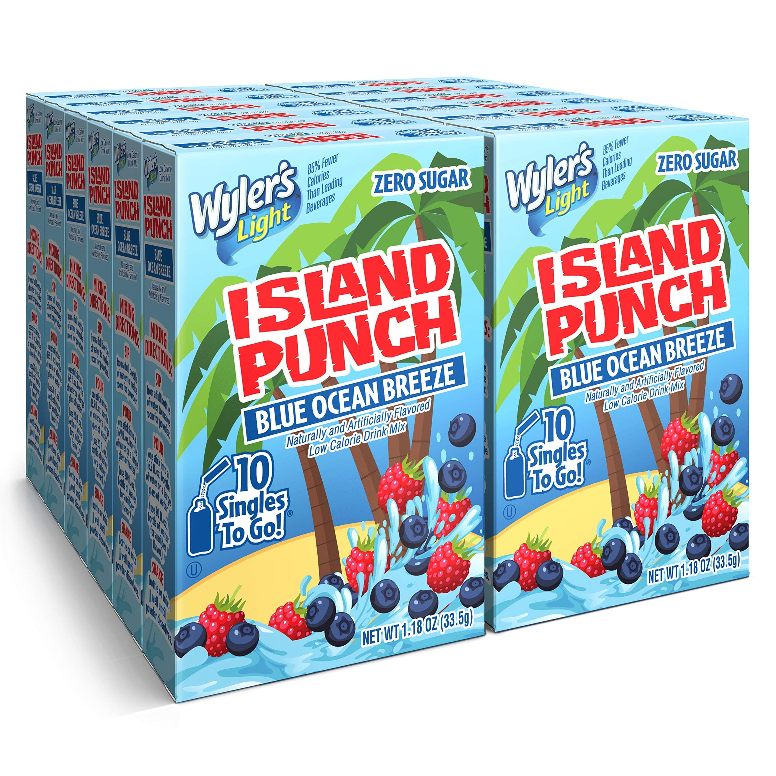 Wyler's Light Island Punch, Blue Ocean Breeze, 10 CT (Pack - 12)