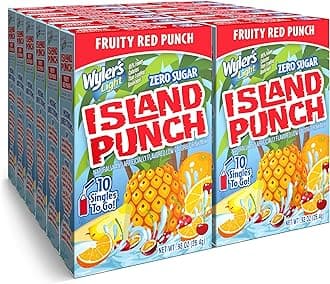 Island Punch Singles To Go, Water Drink Mix, Fruity Red Punch, 10 Count, Pack Of 12 (120 Single Servings)
