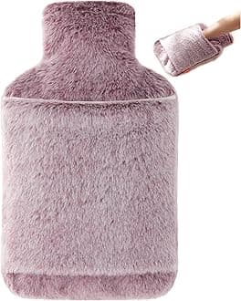 samply Hot Water Bottle with Cover - 2L Hot Water Bag with Hand Pocket, for Hand Feet Warmer, Pink