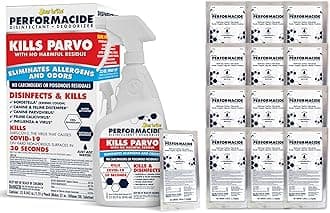 STAR BRITE PERFORMACIDE Home Kit - No-Rinse Disinfectant Deodorizer for Pet Surfaces - Kills Parvovirus, Ringworm, Feline Calicivirus, Avian Influenza (Bird Flu) 32 OZ Kit + 12 Refills