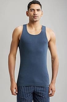 Jockey 9922 Men's Super Combed Cotton Rib Slim Fit Racer Back Styling Round Neck Gym Vest