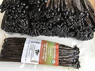 4oz Organic Madagascar Vanilla Beans Grade A. Certified USDA Organic. 6"-8" by FITNCLEAN VANILLA. Bulk for Extract, Cooking and Baking by the Weight 0.25 Pound (1/4Lb) Bourbon Fresh NON-GMO Pods.