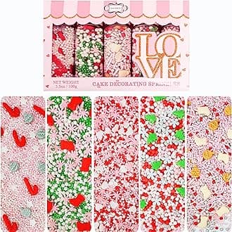 Confect Christmas Sprinkles | Christmas Sprinkles - Green White Silver Pink Pearls Sparkling sugar I Christmas Tree Stocking & Candy Canes for Dessert Decorating- 5 Oz