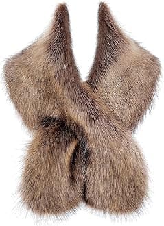 BABEYOND Womenââ‚¬â„¢s Faux Fake Fur Collar Shawl Faux Fur Scarf Wrap for Winter Coat 1920s Flapper Outfit 120cm/47.2" Long (Raccoon)