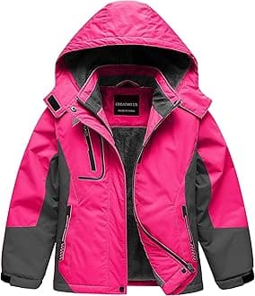 CREATMO US Girl's Waterproof Ski Jacket Warm Winter Snow Coat Windproof Snowboarding Rain Jacket