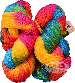 M.G ENTERPRISE Glow Knitting Yarn Wool, Rainbow 80 GMS Woolen Crochet Yarn Thread. Best Used with Knitting Needles, Crochet Needles-RO Art-CJE