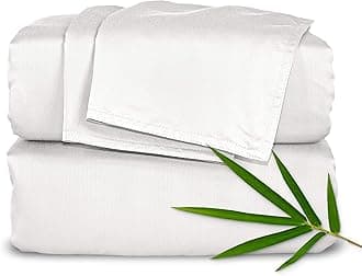 Pure Bamboo Twin Sheets, Genuine 100% Organic Viscose Derived from Bamboo Bed Sheet Set, Luxuriously Soft & Cooling, Double Stitching, 2 Year Quality Promise (Twin, White)