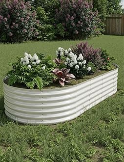 Patio Lawn 8x4x1.5ft Raised Garden Bed,Galvanized Raised Planter Boxes Outdoor with Easy Assembly, Large Garden Bed for Vegetables, Fruits, Flower,Raised Garden Bed,Beige