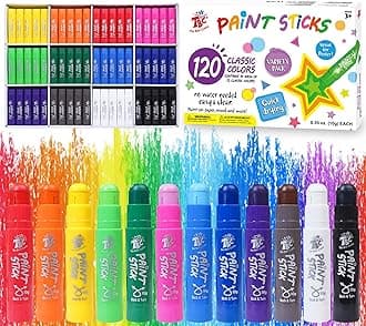 Paint Sticks,120 Classic Colors, Washable, Non-toxic, Tempera Paint Sticks for Kids and Students (120 Colors（10 * 12 set)