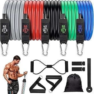 Resistance Bands, Resistance Band Set, Workout Bands, Exercise Bands for Men and Women, Exercise Bands with Door Anchor, Handles, Legs Ankle Straps for Muscle Training, Physical Therapy, Shape Body