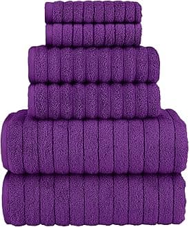 Elegant Comfort 100% Turkish Cotton Corduroy Ribbed Luxury Bath Towels 6-Piece Set, Premium Feel - Quick Dry, Highly Absorbent, Contains 2 Bath Towels, 2 Hand Towels, and 2 Washcloths, Purple