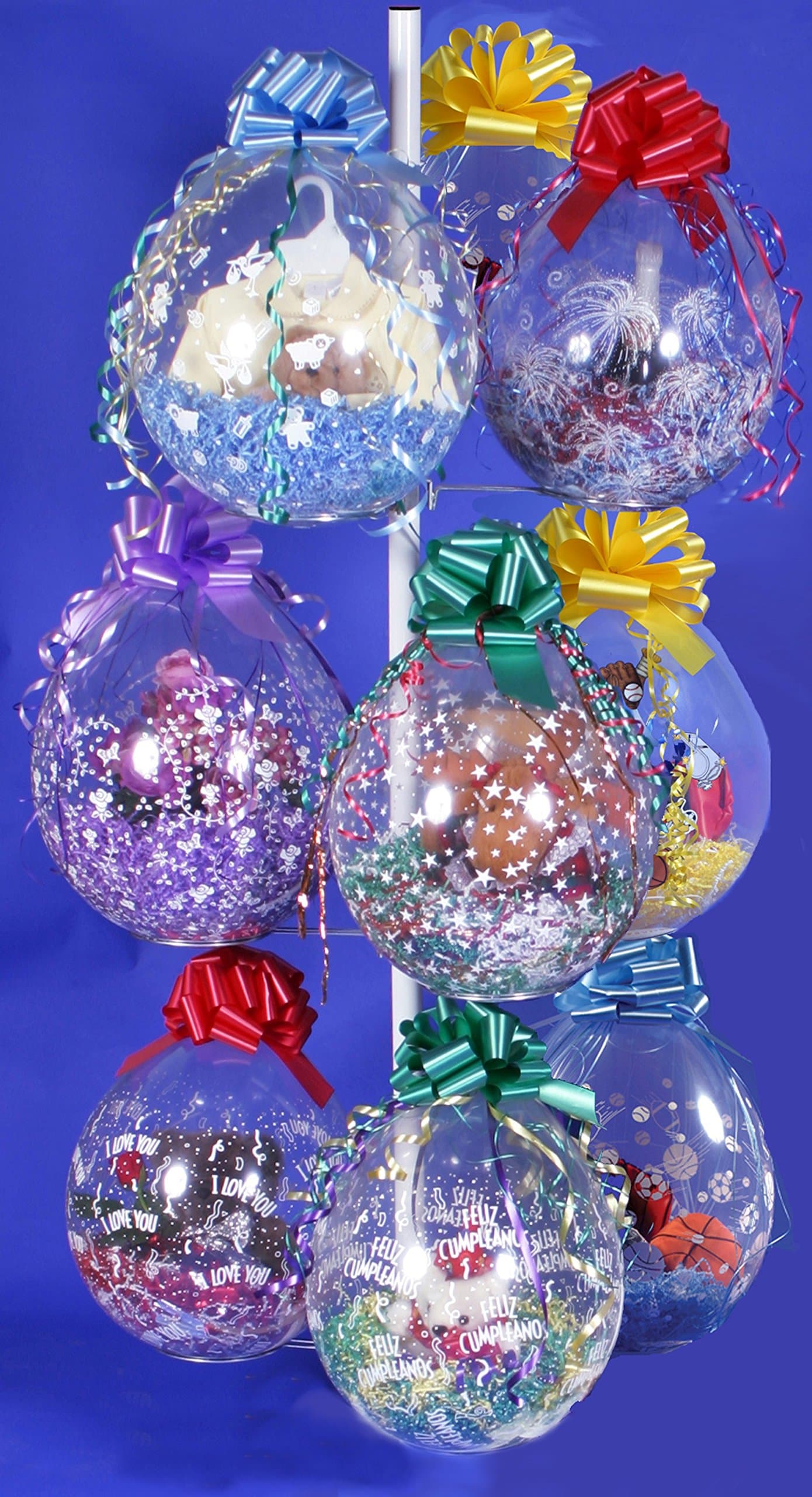 Keepsake Stuffer Qualatex balloon stuffing display tree. a classy way to Wrap your gift in a balloon, giab