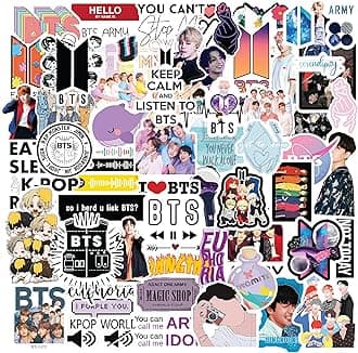 60-Piece K-Pop Vinyl Stickers | Aesthetic, Waterproof, Self-Adhesive & Residue-Free Stickers for Laptop, Journal, Diary, Guitar & Mobile Case (5.1 x 7.6 x 5.1 cm)