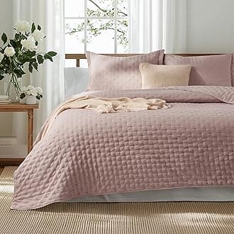 Bedsure Queen Quilt Bedding Set - Soft Ultrasonic Full/Queen Quilt Set - Clover Bedspread Queen Size - Lightweight Bedding Coverlet for All Seasons (Includes 1 Dusty Rose Quilt, 2 Pillow Shams)