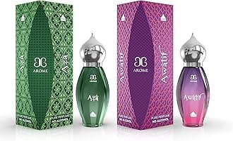 Arochem Taj Edition Attar Combo Pack of AZA and AWATIF (9ml Each) | Pure Attar Perfume | No Alcohol Unisex Perfume Roll-On For Men And Women