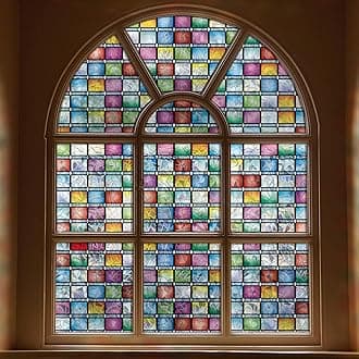 FEOMOS Stained Glass Window Film, Rainbow Window Tint, Window Privacy Films, Decorative Window Stickers for Home Anti UV 60 x 300cm