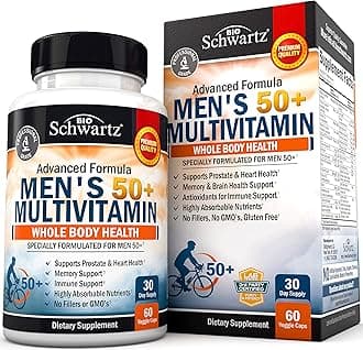 Once Daily Multivitamin for Men 50 and Over - Supplement for Heart Health Support - with Zinc, A, B, C, D3, E Vitamins - for Memory & Brain Health Support - Designed for Whole Body Health - 60 Count