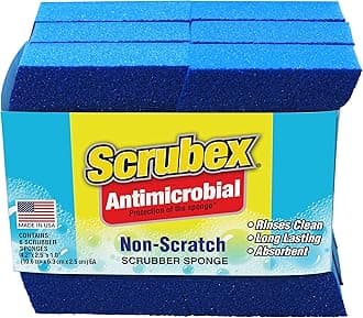 Non-Scratch Odor Resistant Scrub Sponge, Multi-Purpose Sponge for Kitchen and Household, Safe for Non-Stick Cookware (12 sponges)