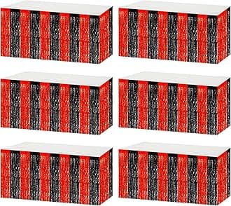 6 Pack 29x108 Inch Black Red Metallic Foil Fringe Tinsel Table Skirts for Rectangle Tables Streamer Curtains Backdrop for Wedding, Birthday, Parade Floats, Mardi Gras, Carnival Party Decoration