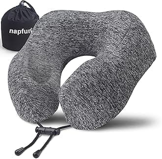 Neck Pillow for Traveling, Upgraded Travel Neck Pillow for Airplane 100% Pure Memory Foam Travel Pillow for Flight Headrest Sleep, Portable Plane Accessories, Full Grey