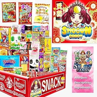 SHOGUN CANDY, 40 Pcs Japanese Snacks and Japanese Candy, Popin Cookin Japanese Snack Box, Kawaii Dagashi Box, (AMATERASU Mystery BOX)