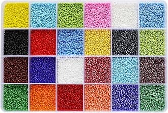 Bala&Fillic Size 12/0 Glass Seed Beads About 20000 pcs in Box 24 Color, 2mm Opaque Colors Craft Seed Beads for Making Earring Bracelets Necklace