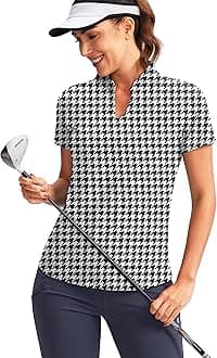 Obla Women's Golf Polo Shirt V-Neck Short Sleeve Collarless Quick Dry Tennis Running T Shirt Golf Tops for Women