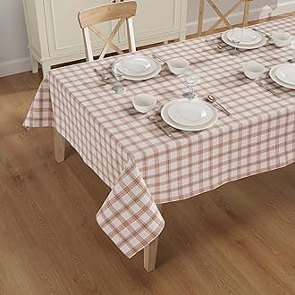 Rectangle Table Cloth - Table Cover - Cotton Mitered Stitched - Checks Table Covers for Kitchen Dining, Wedding, Decorations, & Parties - 60x104 in - Rose Plaid