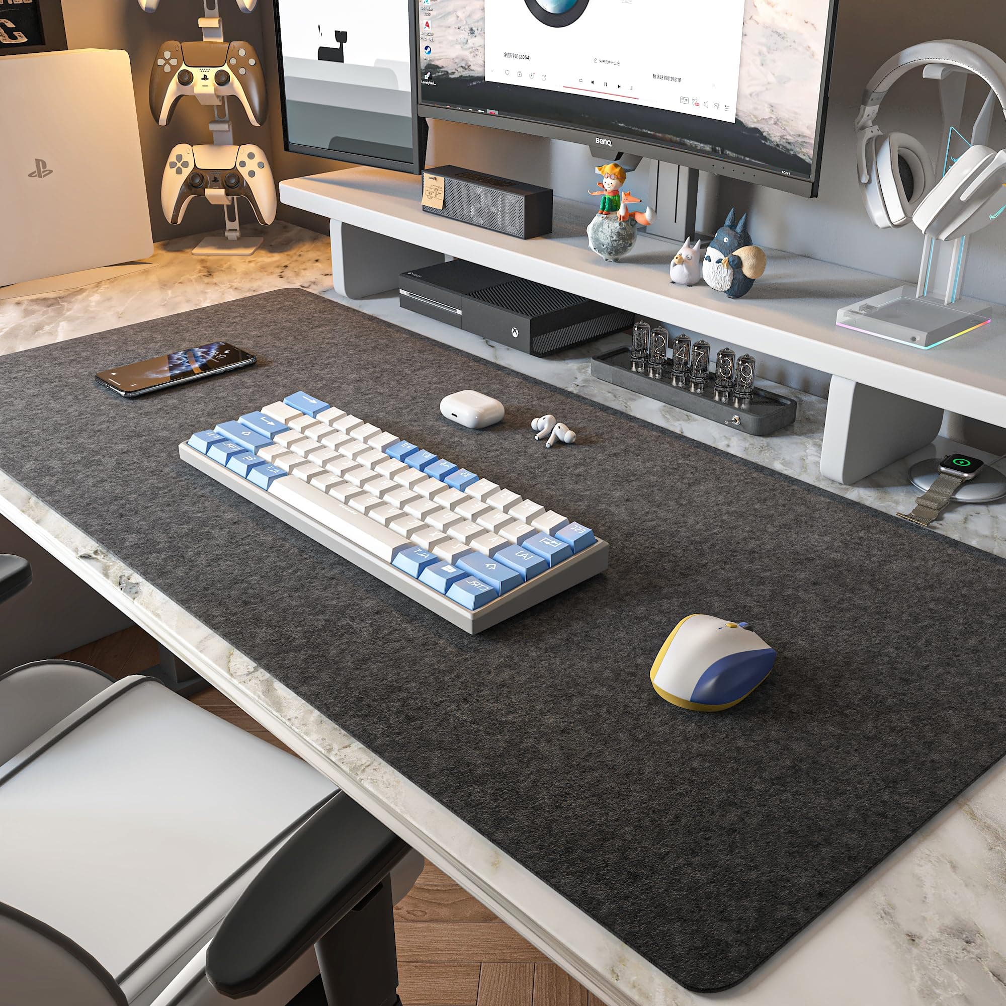 THMINS 100x40cm Desk Pad, Non Slip Large Desk Mat, Extended Mouse Pad, Desk Writing Mat for Office Home