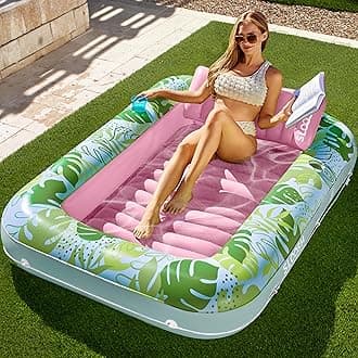 Sloosh Inflatable Tanning Pool Lounge Float, Sun Tan Tub Adult Pool Floats Raft for Pool Sunbathing Suntan Blow up Pool Lounger Tanning Bed Floatie for Adults