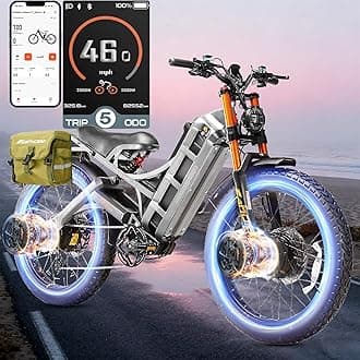 Eahora Romeo Pro 2/3 Ebike 1600W/4000W/5600W Electric Bike for Adults 34/46/50MPH 200 Miles Long Range Dual Motor 48/70/80AH Battey Electric Mountain Bike Dual Hydraulic Brakes Full Suspension EBike