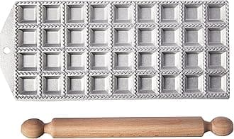 36 Holes Aluminum Square Ravioli Maker with Rolling Pin