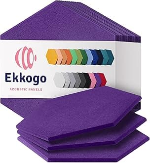 Ekkogo Acoustic Panels 12-Pack Soundproof Wall Panels 12''X10''X0.4'' Sound Panels High Density Sound Dampening Panels - [Midnight Purple Hexagon]