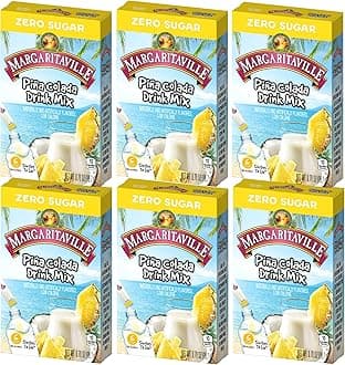 singles to go water drink mix - pina colada flavored, non-alcoholic powder sticks (6 boxes with 6 packets each - 36 total servings), 0.70 ounce (pack of 6)