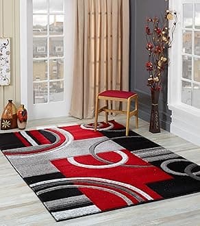 GLORY RUGS Area Rug Modern 8x10 Red Soft Hand Carved Contemporary Floor Carpet with Premium Fluffy Texture for Indoor Living Dining Room and Bedroom Area