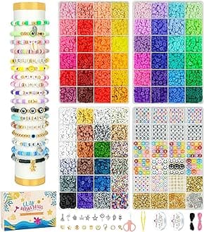 Dowsabel72 Colors Clay Beads Bracelet Making Kit, 12000Pcs Friendship Preppy Polymer Clay Beads with Charms Kit for Jewelry Making, DIY Arts and Crafts Gifts Toys for Kids Age 6-12