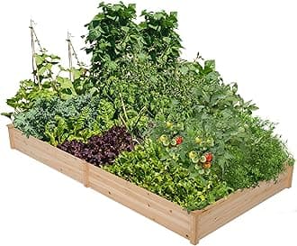 Yaheetech 8×4ft Wooden Horticulture Raised Garden Bed Divisible Elevated Planting Planter Box for Flowers/Vegetables/Herbs in Backyard/Patio Outdoor, Natural Wood, 93 x 48 x 10in
