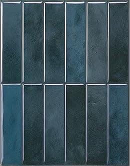 Smart Tiles Peel and Stick Backsplash - 5 Sheets of 11.43 x 9 - 3D Adhesive Peel and Stick Tile Backsplash for Kitchen, Bathroom, Wall Tile Agadir Blue