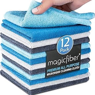 Microfiber Cleaning Cloth (12 Pack,13x13),Thick, Soft, & Ultra Absorbent Reusable Microfiber Cleaning Rags, Micro Fiber Cloths for Dusting, Windows, Kitchenware, Cars and More!