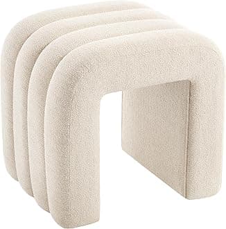 Multi-Functional Ottoman Stool, Footrest for Couch, Modern Vanity Stool for Make-up Room, Living Room and Entryway, Small Cute Footstool (Beige Linen)