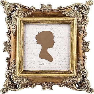 Sunlit Vintage Picture Frame 4x4 Inch, Luxury Antique Square Photo Frames with Glass Front, Photo Display, Tabletop Wall Hanging, Gift Ideas, Bronze Gold
