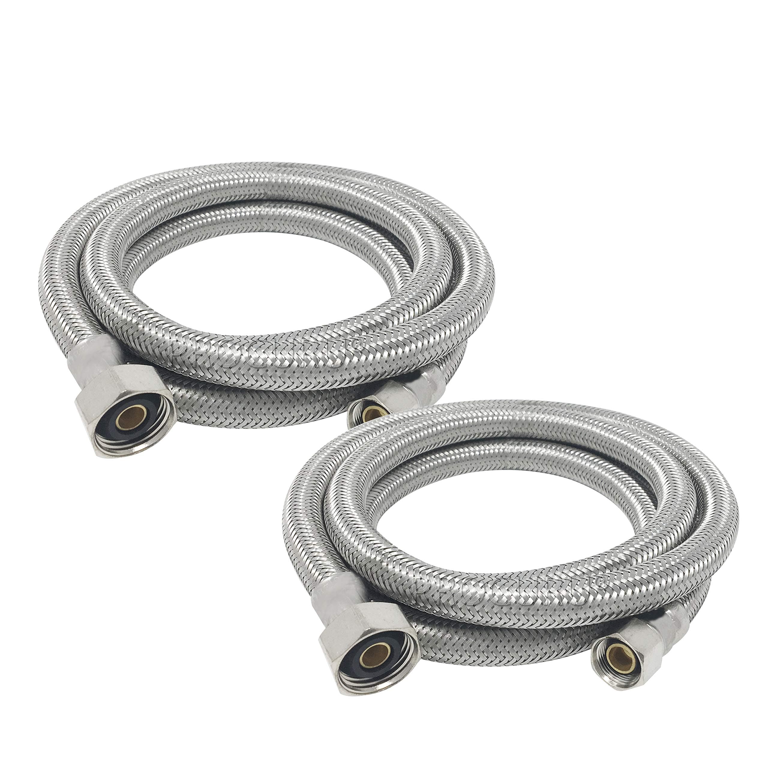 PROCURU [2-Pack] 36" Length x 3/8" Comp x 1/2" FIP Faucet Hose Connector, Stainless Steel Braided Supply Line (9SF36-2P)