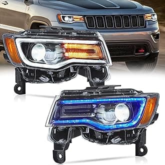 VLAND Headlight Fit for 2014-2022 Jeep Grand Cherokee, with Startup Animation, Regular/Amber