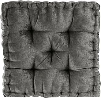 Azza Floor Pillow, Large Cushions Sitting for Adults, Floor Pillow for Meditation or Yoga, Lustrous Chenille Tufted with Scalloped Edges for Bench/Chair Cushion, 20"x20"x5" Charcoal